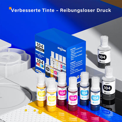 Spaceink Tinte 104 Multipack, 2 Sätze kompatibel für Epson Drucker