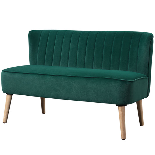 HOMCOM 2-Sitzer Stoffsofa Polstersofa. Dunkelgrünes 2-Sitzer Sofa aus Stoff, bietet Sitzgelegenheit im Wohnbereich.