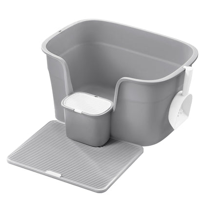 Feandrea Katzenklo extragross mit Streumatte und Schaufel, taubengrau