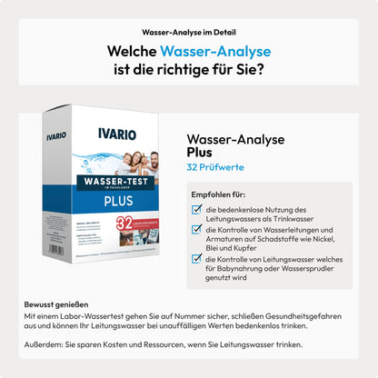 IVARIO Plus Labor-Wassertest-Set Trinkwasser - 32 Schadstoffe