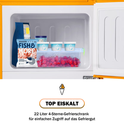 Merax Retro-Kühlschrank Gefrierkombination 60L - Gelb