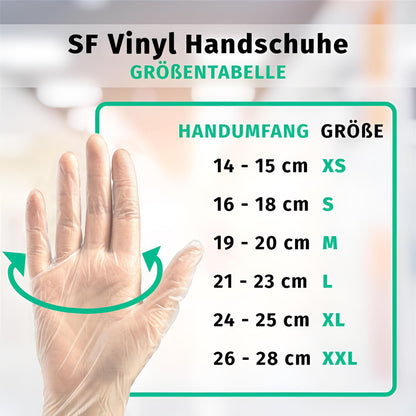 SF Einweghandschuhe Vinyl M, transparent, puderfrei, 1000 Stück