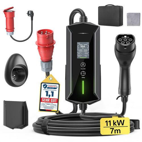 VoltBox Mobile Wallbox 11 kW Typ 2 Ladekabel CEE 16A 7 m 3-phasig für Elektroautos und Plug-in-Hybride