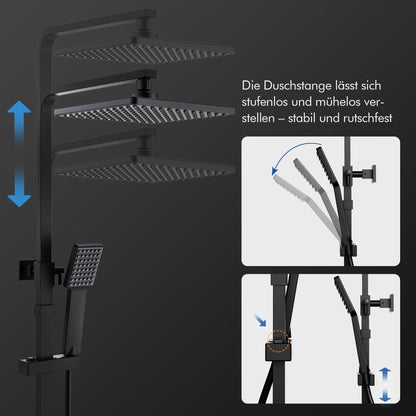 HOMELODY Duschsystem Thermostat Regendusche - Schwarz