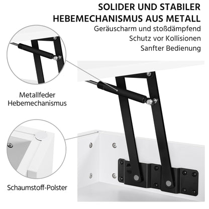 Yaheetech Höhenverstellbarer Couchtisch ausziehbar - Weiss