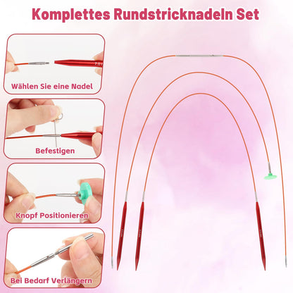 Coopay Rundstricknadeln Set, austauschbar, Aluminium, 3,0-10,0 mm