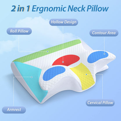 HOMCA Nackenkissen Memory Foam ergonomisches Kopfkissen 60x40 cm
