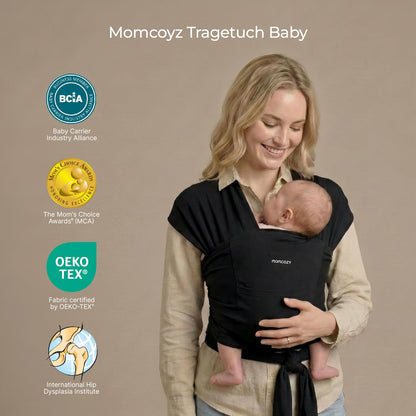 Momcozy Elastisches Babytragetuch ab Geburt, 3,6–15 kg, Schwarz