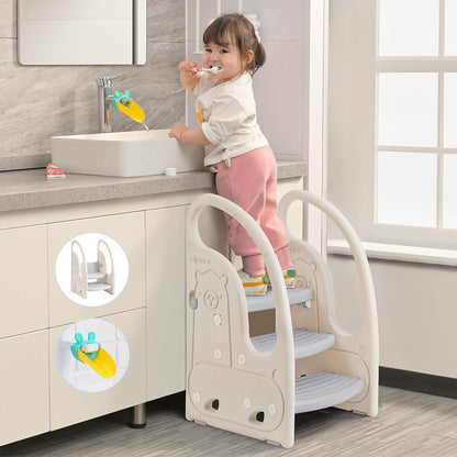 Onasti Tritthocker für Kinder, 3-stufig höhenverstellbar, Grau