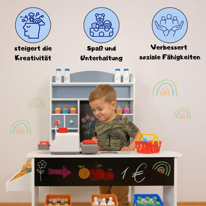 Coemo Kaufladen Nicola Kinder Kaufmannsladen aus Holz - Grau