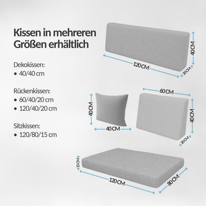 POKAR Palettenkissen 2er Set, Sitzkissen + Rückenkissen, Anthrazit
