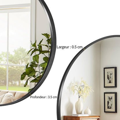 BEAUTYPEAK Runder Dekowandspiegel 76cm – Schwarz Aluminiumrahmen