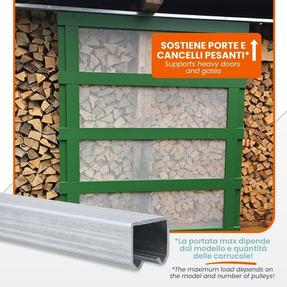 TENDAGGIMANIA Schiebetür Komplettset verzinkt 9 Rollen 400cm