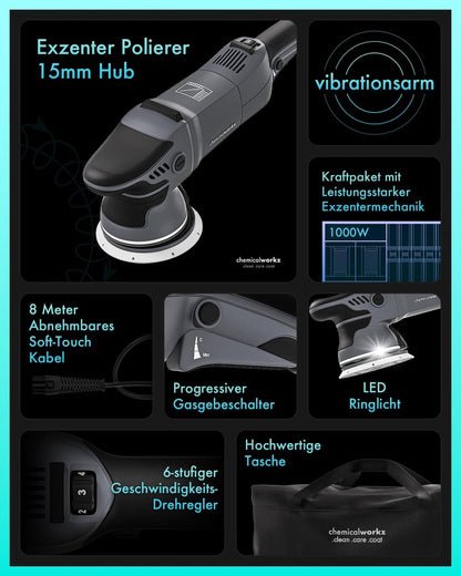 chemicalworkz DA15 Pro Exzenter Poliermaschinen Set - 20-teilig