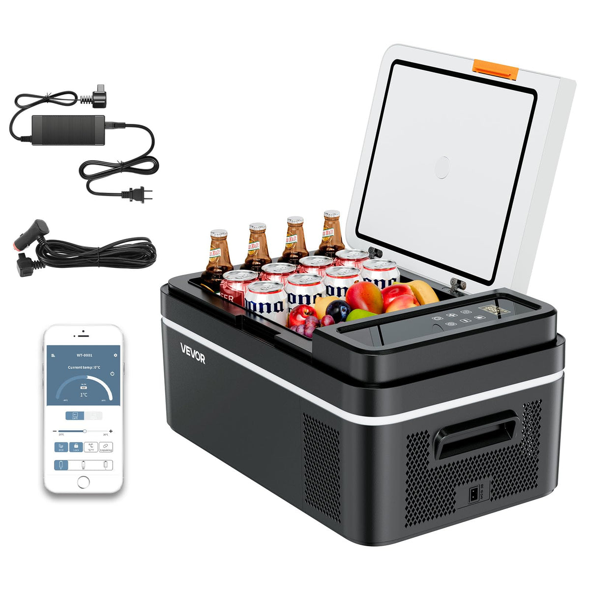 VEVOR Kompressor Kühlbox EB18-C, 20 L, 12/24 V, App-Steuerung