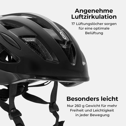 PUKY Helmet M Kinderhelm Schwarz, 54-58 cm, mit Licht-Modul