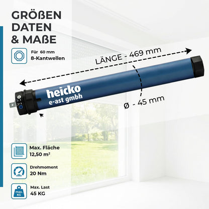 heicko Rollladenmotor B24-6020-M 20 Nm für SW60 Achtkantwelle