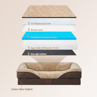 EHEYCIGA Orthopädisches Grosses Hundebett Memory Foam Braun
