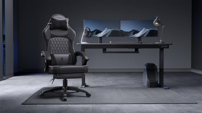 Dowinx Gaming Stuhl Racing Gamer Sessel - PU Leder Schwarz