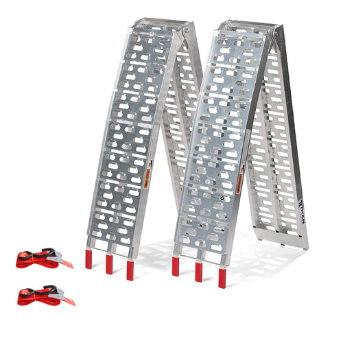 Lospitch Auffahrrampe Alu klappbar 2er Set Verladerampe 680 kg aus Aluminium mit perforierter rutschfester Oberfläche