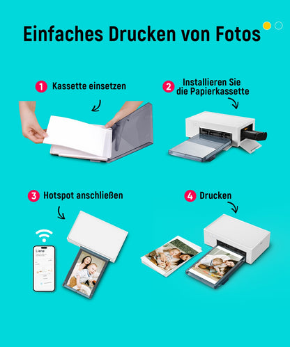 Liene Handy Fotodrucker 10x15 cm – Inkl. Papier/Patrone Set