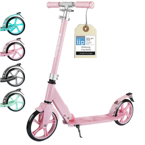 Rollkönig City-Scooter Faltbarer Tretroller für Erwachsene/Kinder - Pink