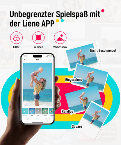Liene Pearl K100 Mini Fotodrucker mit 50 Blatt Zink-Fotopapier