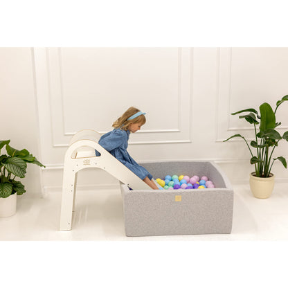 MEOWBABY Kinder Holzrutsche Indoor – Weiss – Ab 1 Jahr