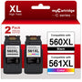 MYCARTRIDGE PG-560XL CL-561XL Druckerpatronen für Canon, 2er-Pack in Schwarz und Farbe