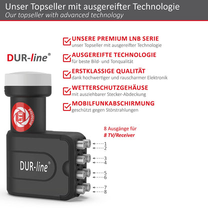 DUR-line +Ultra Octo LNB 8-Fach mit LTE-Filter, schwarz