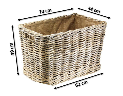 Kobolo Kaminholzwagen Holzkorb – Rattan, Rollen, Jute