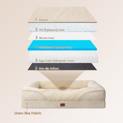 EHEYCIGA Orthopädisches Hundebett Memory Foam - Beige 76x51x16.5cm