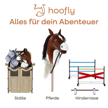 Hoofly® Hobby Horse Stall für 2 Pferde – Holz Pferdestall Stecksystem