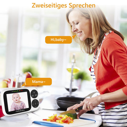 HelloBaby HB6233 Babyphone mit Kamera, 3,2-Zoll-Display, Nachtsicht