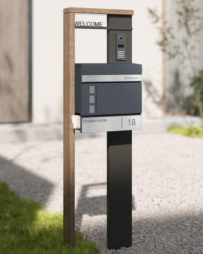 SONGMICS GMB081G01 Briefkasten - Anthrazit-Silbern, Personalisiert