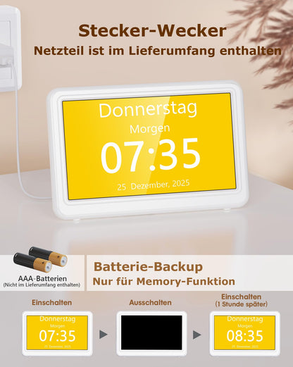 Roxicosly Digitaler Kalender, Demenz-Uhr für Senioren, 7 Zoll