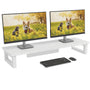 OYRREU Monitorerhöhung Schreibtisch für 2 Monitore, 91 x 26 cm, Weiss, MDF und Stahl