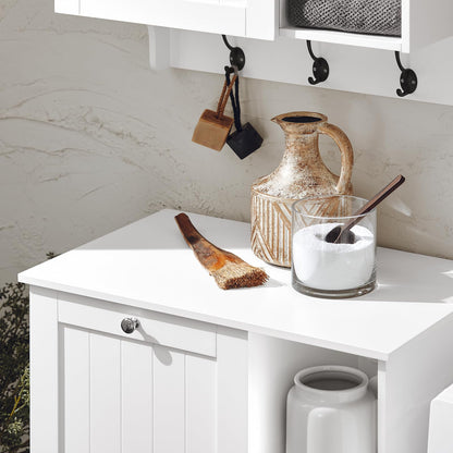SoBuy BZR105-W Bad Wäscheschrank mit Wäschesack Weiss