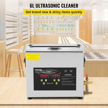 VEVOR Ultraschallreiniger 6L mit Heizung und Timer, Edelstahl