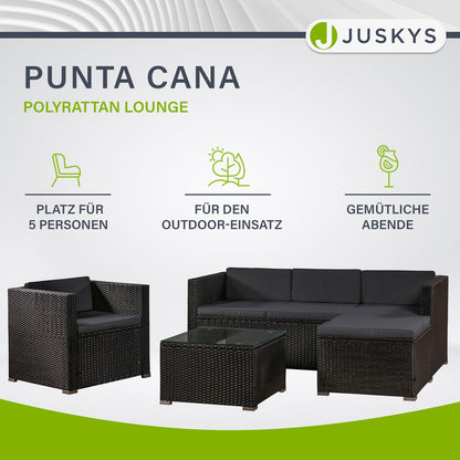 Juskys Garten Lounge Punta Cana L 4-5 Personen – Schwarz/Grau