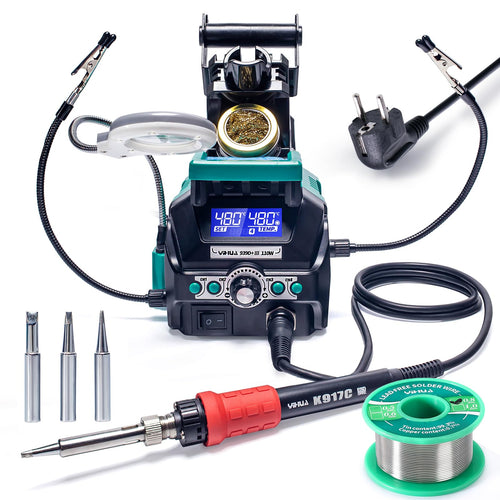 YIHUA 939D+ III EVO Digitale Löt- & Entlötstation 110W. Schwarzes Rechteckgehäuse. Zum Löten & Entlöten von Elektronik.