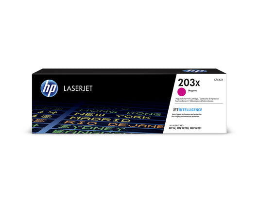 HP 203X (CF543X) Originaltoner Rot - hohe Reichweite. Erzeugt rote Laserdrucke in kompatiblen HP Laserdruckern.