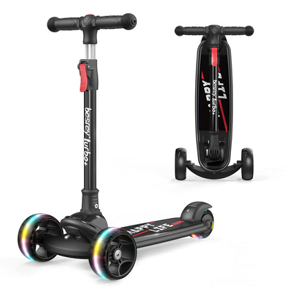 besrey Dreirad Kinder Roller – Faltbar, mit LED Leuchträdern