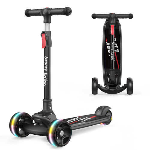 besrey Dreirad Kinder Roller – Faltbar, mit LED Leuchträdern