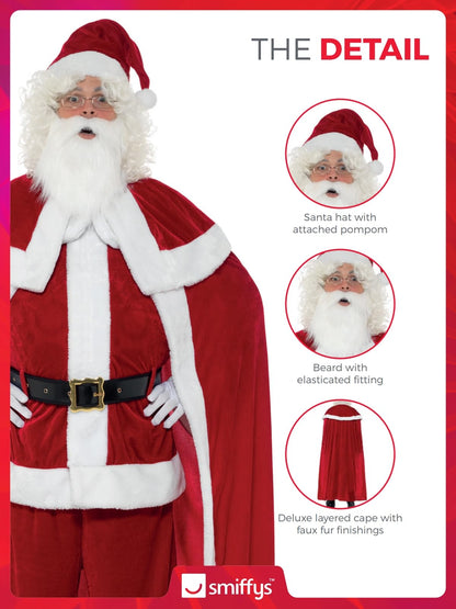 Smiffys Deluxe Weihnachtsmann-Kostüm Rot – Komplettset