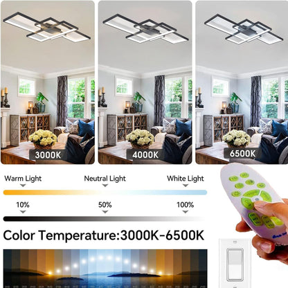 ANZHUANG LED Deckenleuchte Rechteckig Dimmbar Schwarz 80x45cm