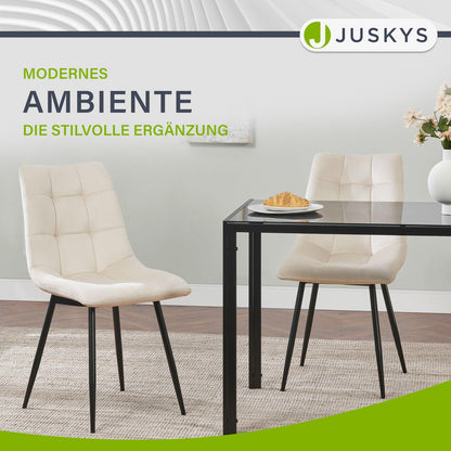Juskys Esszimmerstuhl Blanca Samt 8er Set - Beige, gepolstert