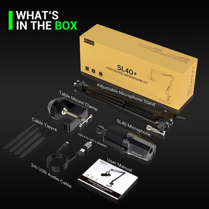 FDUCE SL40+ Dynamisches USB/XLR Mikrofon – Galgenarmständer Set