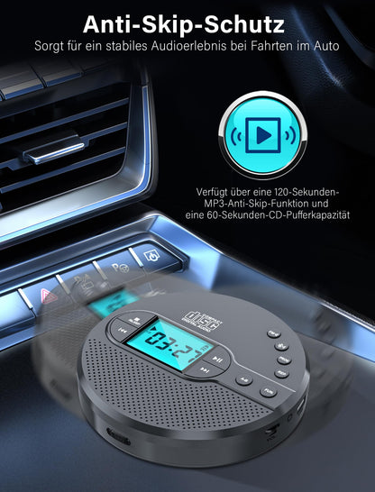 Gracioso CD35 Tragbarer CD-Player mit Bluetooth und FM-Transmitter