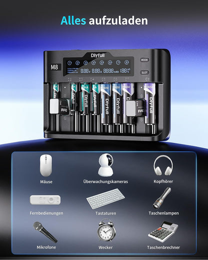 Dlyfull Universal 10-fach Akkuladegerät – Schnellladung